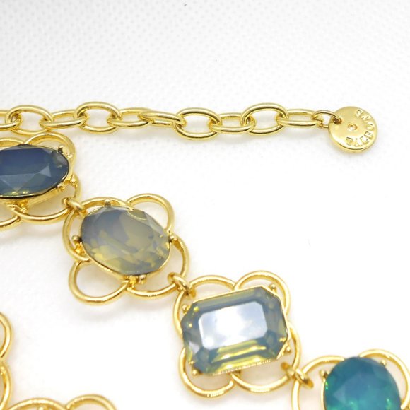 Talbots Blue Crystal Rhinestone Opalescent Statement Necklace - Picture 4 of 5